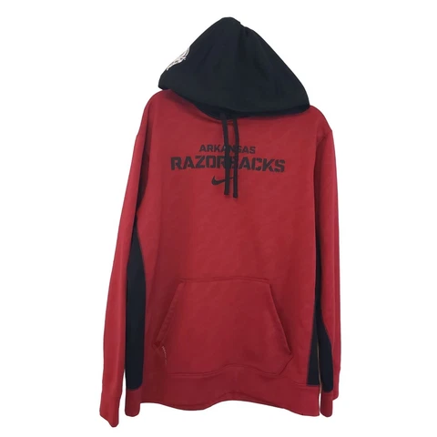Nike Mens Arkansas Razorbacks Hoodie Red Black Pullover Size L *Flawed* Cover