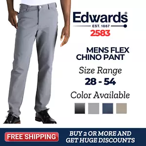 Edwards 2583 Mens Flex Chino Traditional Waistband Tailored Fit Fashionable Pant - Picture 1 of 3