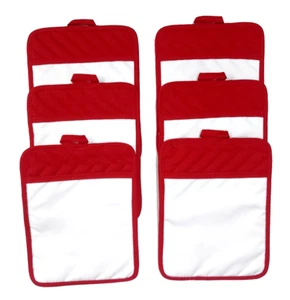 Sublimation Blanks 9"x7" Red Pot Holders with Sublimation Pocket DIY Set of 6 - Picture 1 of 3