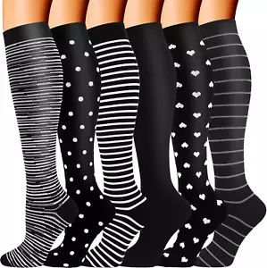 6 Pairs Compression Socks for Men Women 20-30Mmhg Knee High Support for Sport... - Picture 1 of 1