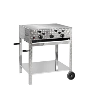 Gasgrill/Bräter fahrbar 3-flammig 11kW Edelstahl-Brenner Grillwagen Gastro R3FB - Bild 1 von 5