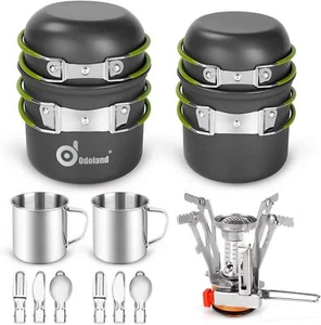 Camping Hiking COOKWARE MESS KIT Lightweight Pot Pan Mini Stove 16 Pcs - Picture 1 of 8