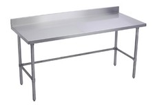 60" X 24" Stainless Steel Work Table w Galvanized Cross Bar - 5" Backsplash. Nsf