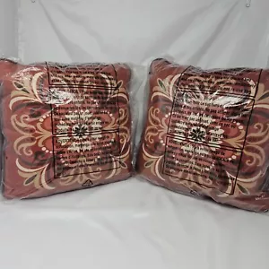 Set 2 NEW TY PENNINGTON Style OUTDOOR PILLOWS Waterproof 14" Rust Brown Tan - Picture 1 of 2