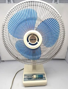 Vintage Frigid Blue Blade Oscillating 12” Fan FD123 Floor Table 3-Speed Rotating - Picture 1 of 6