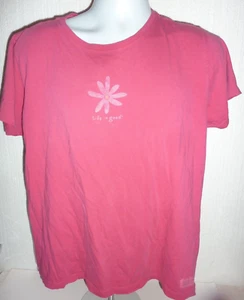 Life Is Good T-Shirt Pink Daisy Graphic Women Large  C-20 - Picture 1 of 5