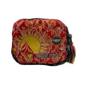 NWT Monoki Karma Silk Mini Pouch in Red Multi One Size - Picture 1 of 11