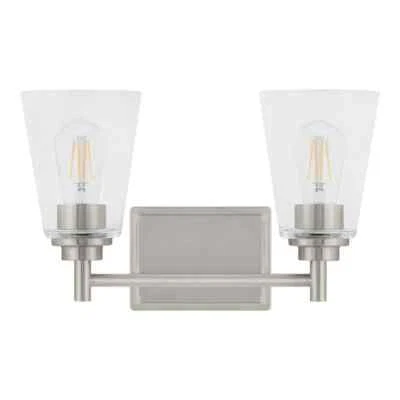 Hampton Bay 15 in. Wakefield Brushed Nickel Bathroom Vanity Light w/ Clear Glass