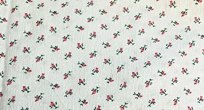 复古女性粉红色玫瑰花蕾花卉白色泡泡织物 36 "X 17" BTHY — 第 1/4 张图片