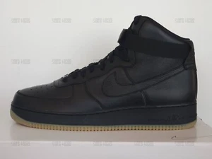 Nike Air Force 1 High Leather Triple Black Gum Sole Rubber Nike ID Winter Boot - Picture 1 of 5