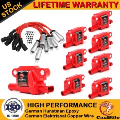 Комплект из 8 квадратных катушек зажигания и проводов свечи зажигания для Chevy Silverado 1500 Tahoe GMC - Изображение 1 из 4