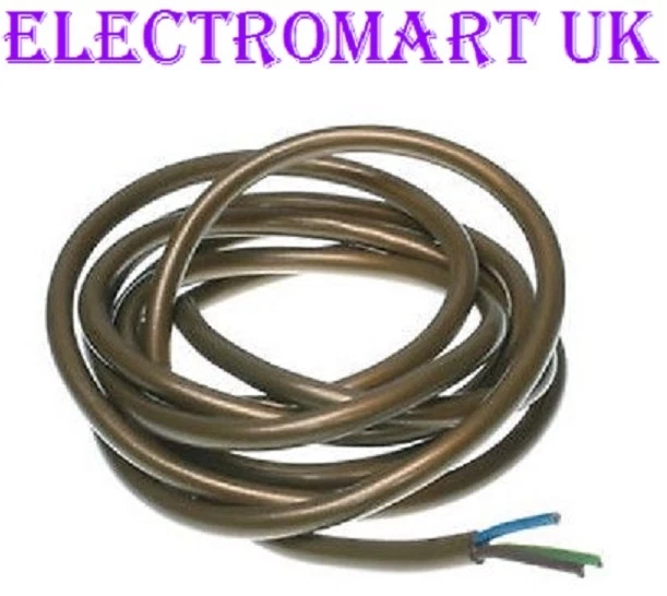 ELECTROMART 3 CORE GOLD LIGHTING CABLE FLEX WIRE 0.75MM 6 AMP PRICED PER METER