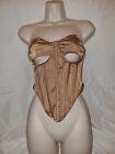 Gorgeous Brown Prettylittlething Underwired Boned Corset Basque Top Size 10 (tv)