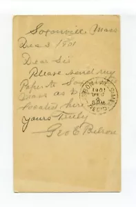 Postal de negocios de Saxonville, Framingham MA 1901 de George E Belrose - Imagen 1 de 2