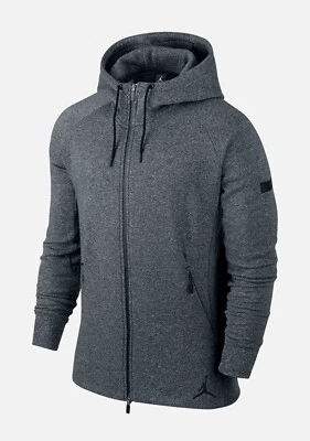 Chaqueta con Capucha Nike Air Jordan Flight Forrada de Vellón Gris Negra Talla GRANDE L Foto 1 de 4