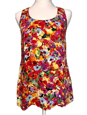 Blusa Cabi Floral Sin Mangas Talla XS Brillante Multicolor Ligera Foto 1 de 4
