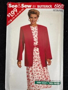Chaqueta de vestir See & Sew 6160 patrón de costura cintura caída para mujer 16-24 SIN CORTAR - Imagen 1 de 2