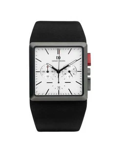 Danish Design IQ12Q869 White Dial Chronograph Black Leather Quartz Men's Watch - Picture 1 of 1