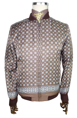 £2650 DOLCE & GABBANA NUEVA PURA SEDA GEOMÉTRICA ITALIANA IMPRESIONANTE CHAQUETA 38 48 M Foto 1 de 4