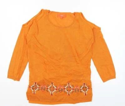NEXT Womens Orange Scoop Neck Viscose Blend Jumper Size 6 - Cut out shoulder - Image 1 of 4