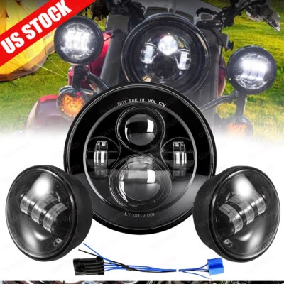 Luces de paso faros LED de 7" DOT clásicos para Harley Davidson Heritage Softail Foto 1 de 4