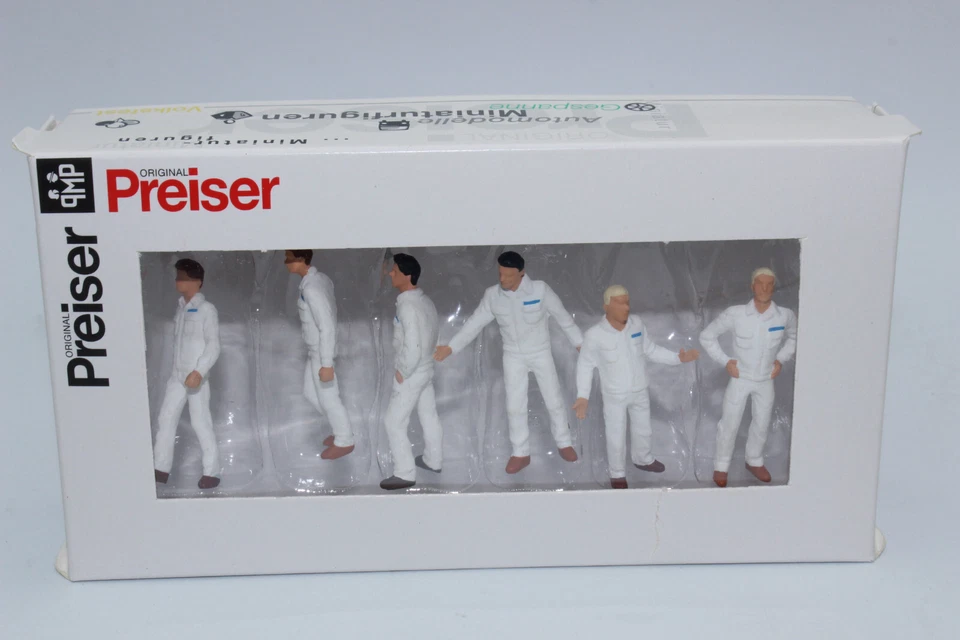 Preiser 68212 White 6 Figures Workers 1:50 Figures New in Original Packaging - Image 1 of 4