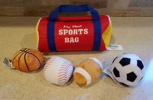 Baby Gund - My First Sports Bag - Plush Balls Soccer Baseball Squeak Rattle - Picture 1 of 11