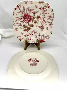 Johnson Brothers 1930 Rose Chintz Square dessert Salad Plates England 7 3/4 " - Picture 1 of 10
