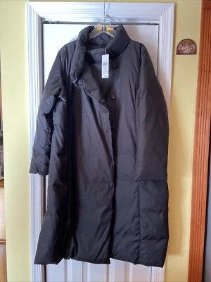 Abrigo Largo Eileen Fisher Puffer Invierno Negro Cuello Embudo Relleno Talla 1X Nuevo con Etiquetas Foto 1 de 4