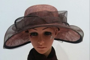CAPPELLO CERIMONIA DONNA MARRONE HAT HUT ELEGANT MADE IN ITALY - Imagen 1 de 3