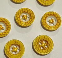 8 Yellow and White Check Buttons 12mm L186 AUSSIE SELLER