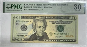 United States 20 Dollars 2013 3 Digits PMG 30 Very Fine - Picture 1 of 2