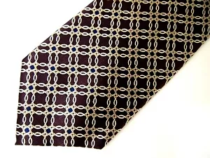 Jos A Bank Mens Necktie Tie Purple Beige Geometric Silk 59" - Picture 1 of 4