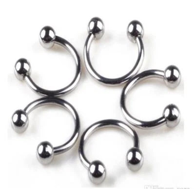 Set of 5 18-Gauge Horseshoe Rings 8 mm Stainless Steel Nose Ear Screw-on Ball - Image 1 of 4