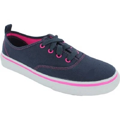Faded Glory Women's Canvas Sneaker Lace Up Navy Blue Pink Various Sizes NEW - Image 1 of 4