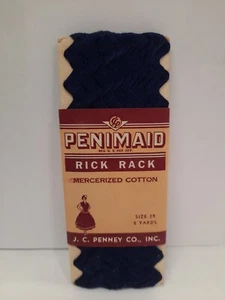 NIP Penimaid Vintage Mercerized Size 29 Navy Blue Rick Rack Sewing Trim 5 Yards - Picture 1 of 6