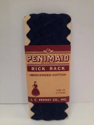Nuevo en Paquete Penimaid Vintage Mercerizado Talla 29 Azul Marino Rick Rack Costura Borde 5 Yardas Foto 1 de 4