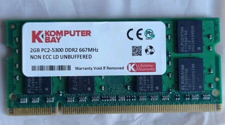 RAM 1x2Gb PC2-5300 SODIMM DDR2 667MHz - Photo 1/1