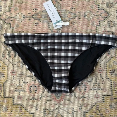 Nuevo Bikini Seafolly Portofino Hipster Natación Negro Blanco Guinga 10 Foto 1 de 4
