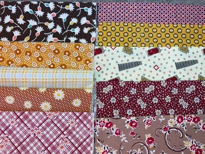 Лот 10 обрезков хлопчатобумажной ткани 30-40-е Repro 9 дюймов x 21 дюйм Judie Rothermel - Изображение 1 из 4