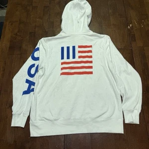 The North Face International USA Womens Hoodie Sweatshirt Size Large White Flag - Picture 1 of 7