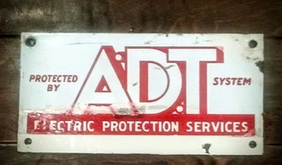 1959-1964 Vintage porcelain ADT System Electric Protection Services Sign - Image 1 of 4