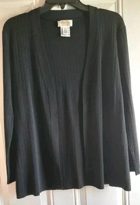 TALBOTS PETITES Black Open Front Cardigan - PP- Long Sleeves, Rib Knit - Picture 1 of 4