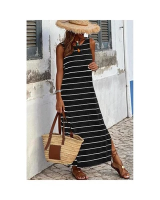 Azura Exchange Sleeveless Striped Maxi Dress Women Black Foto 1 de 4