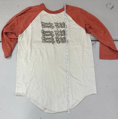 Camiseta estilo béisbol raglán blanco/naranja vintage truco barato años 90 EE. UU. 26x38 Foto 1 de 4