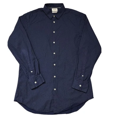 Camisa TM Lewin Para Hombres 17 36 Vestido Ajustado Manga Larga Estampado Botones Formal Foto 1 de 4