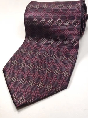 J. FERRAR Vintage made in ITALY 100% Silk Tie Black Pink Purple Necktie NEW - Image 1 of 4