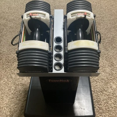 Juego de mancuernas de uretano Powerblock con soporte - par ajustable de 7-33 libras Foto 1 de 4