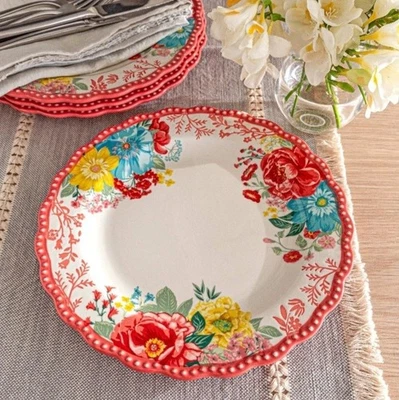 Plato de cena floreciente de lujo para mujer pionera de 10,5 pulgadas, diseño floral un plato Foto 1 de 3