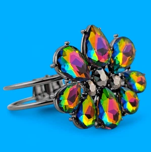 PULSERA BRAZALETE PINZA VITRAIL ARCO IRIS piedra sandía con bisagras puño de metal armado B4 - Imagen 1 de 9